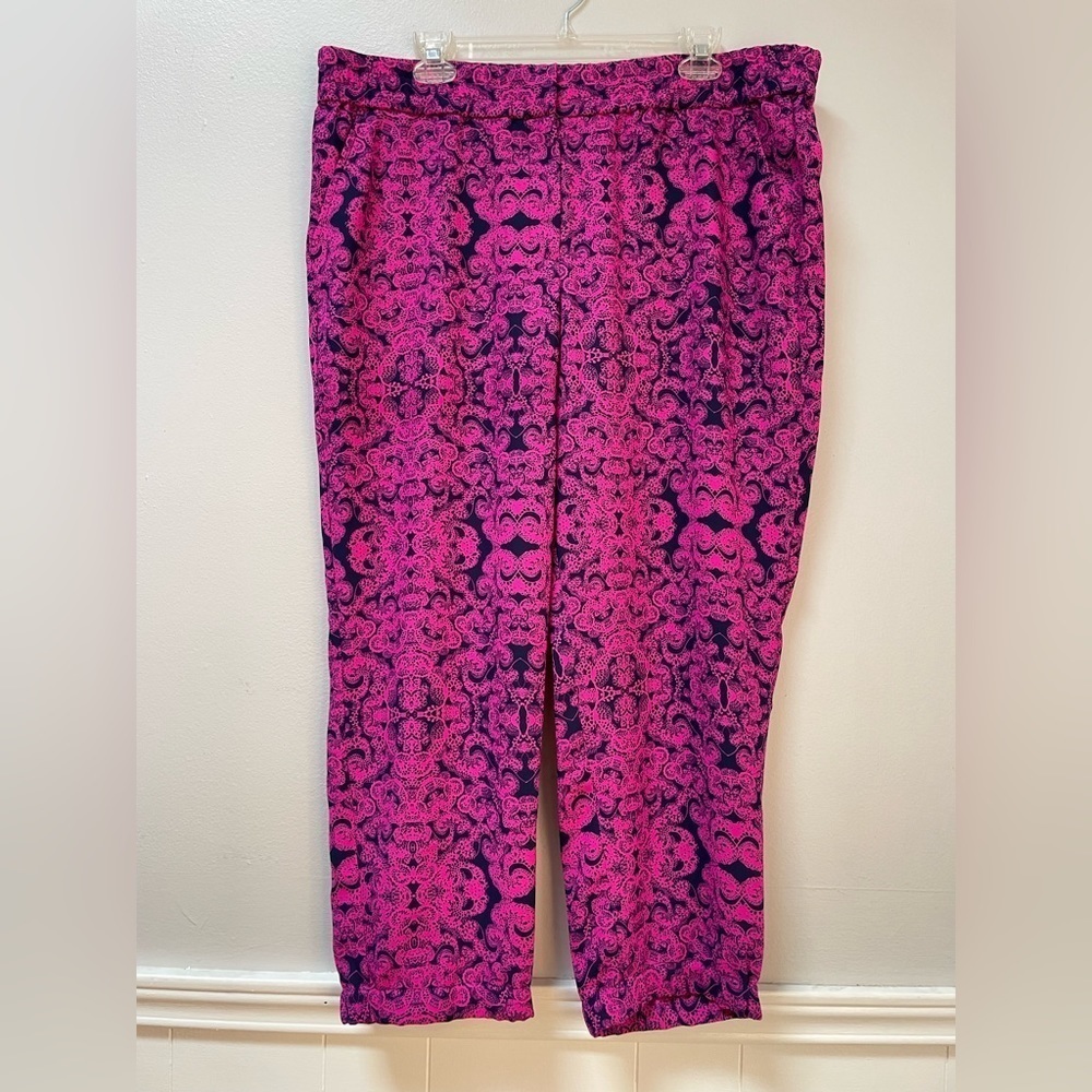 Ann Taylor Womens Pants Jogger Tapered Leg Sz 14 Pink Mid Rise Elastic Waist